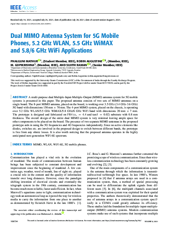 (PDF) Dual MIMO Antenna System for 5G Mobile Phones, 5.2 GHz WLAN, 5.5 ...