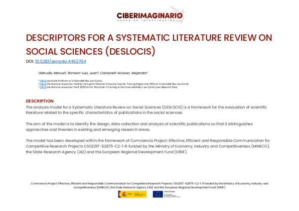 (PDF) Descriptors for a systematic literature review on social sciences ...