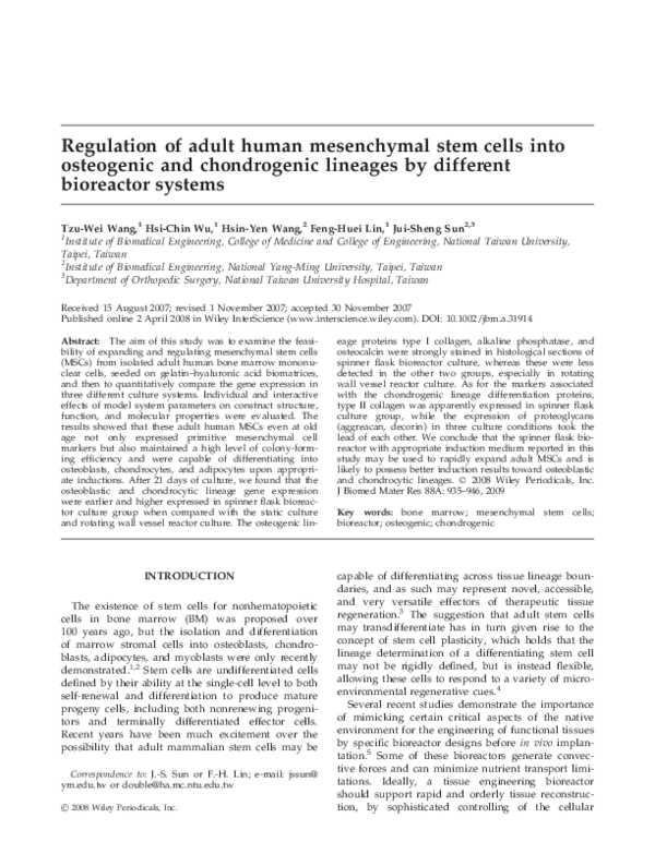 (PDF) Regulation of adult human mesenchymal stem cells into osteogenic ...