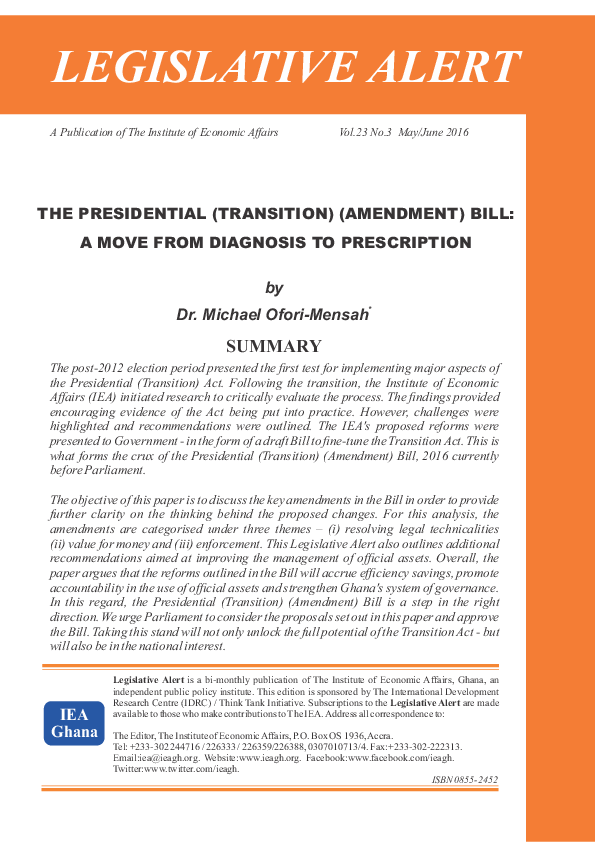 (PDF) LEGISLATIVE ALERT [The Presidential (Transition) (Amendment) Bill ...