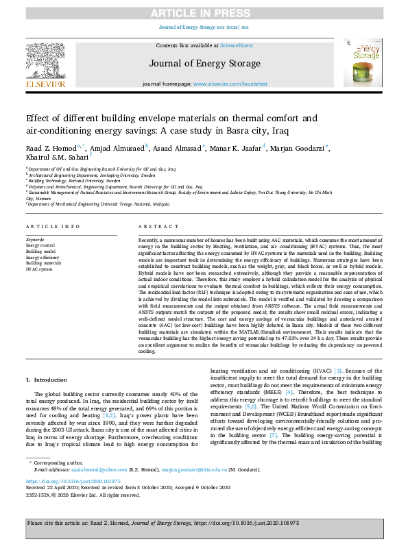 (PDF) Effect of different building envelope materials on thermal ...
