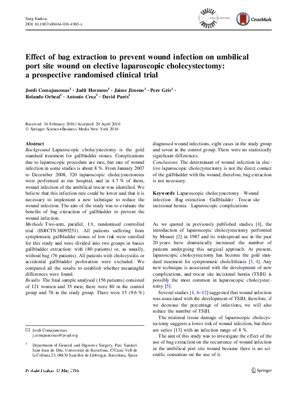 (PDF) Effect of bag extraction to prevent wound infection on umbilical ...