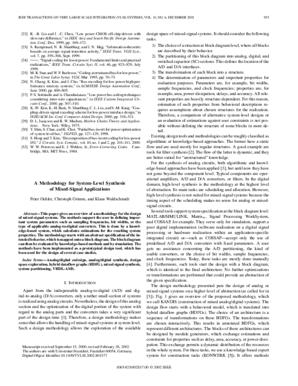 (PDF) A methodology for system-level synthesis of mixed-signal applications