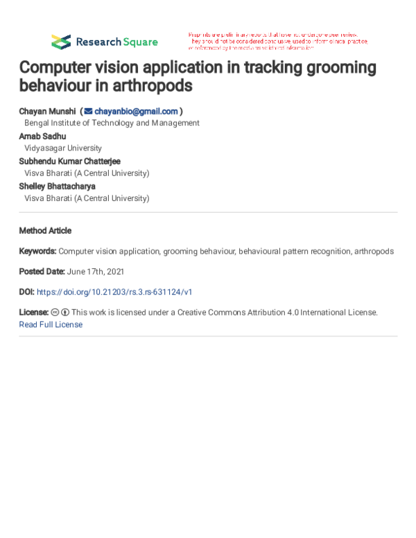 (PDF) Computer vision application in tracking grooming behaviour in ...