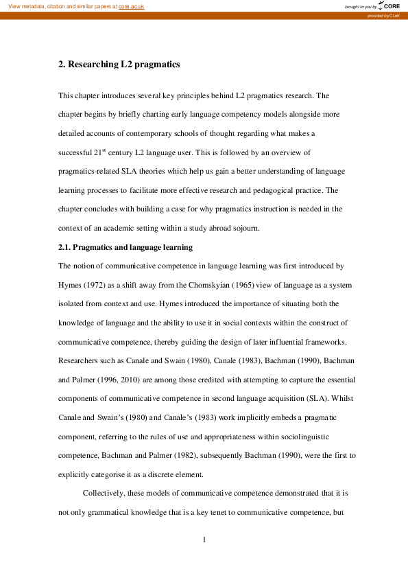 (PDF) Teaching Pragmatics and Instructed Second Language Learning