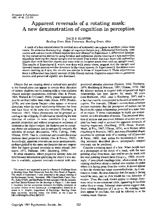 (PDF) Apparent reversals of a rotating mask: A new demonstration of ...