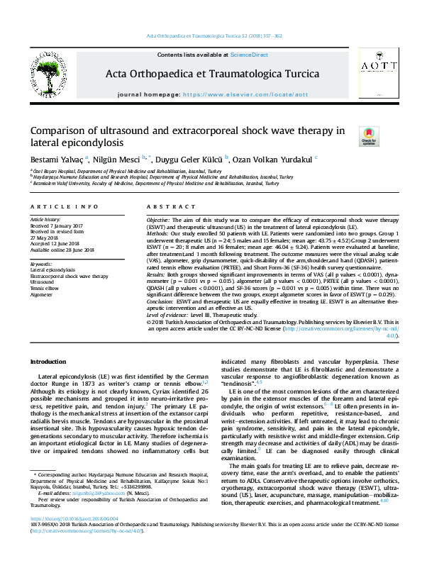 (PDF) Comparison of ultrasound and extracorporeal shock wave therapy in ...