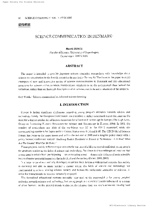 (PDF) Science Communication in Denmark
