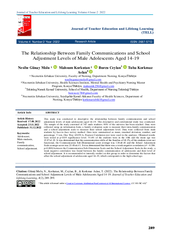 (PDF) The Relationship Between Family Communications and School ...
