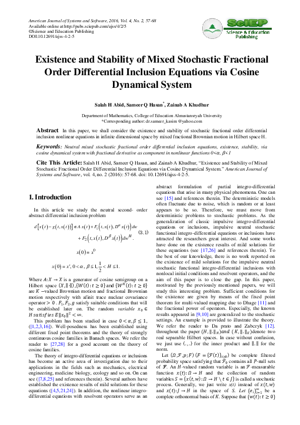 (PDF) Existence and Stability of Mixed Stochastic Fractional Order ...