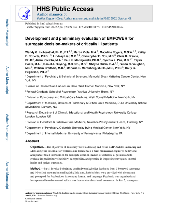 (PDF) Development and preliminary evaluation of EMPOWER for surrogate ...