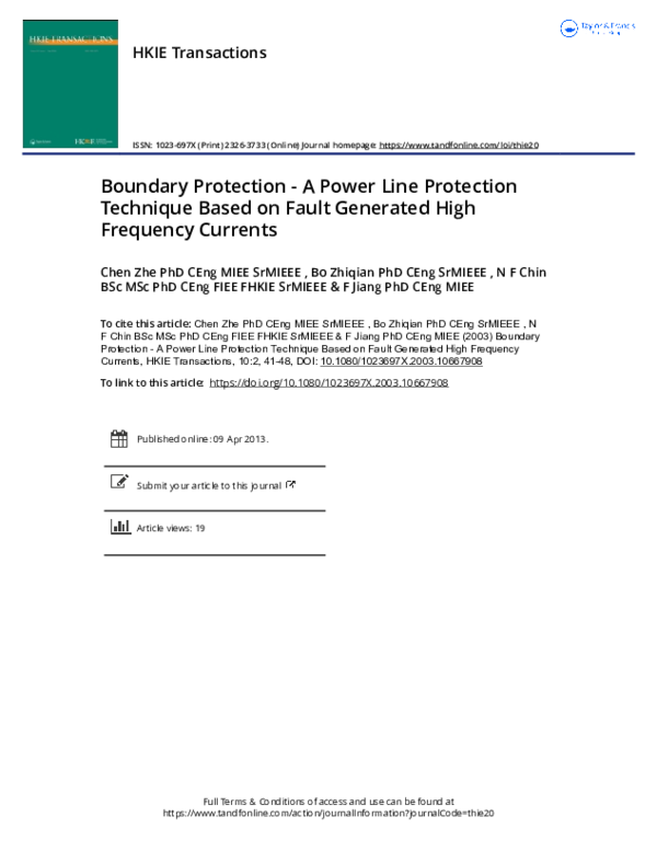 (PDF) Boundary Protection - A Power Line Protection Technique Based on ...