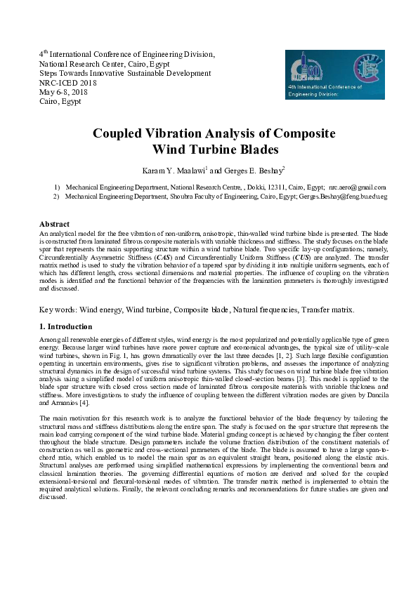 (PDF) Coupled Vibration Analysis of Composite Wind Turbine Blades