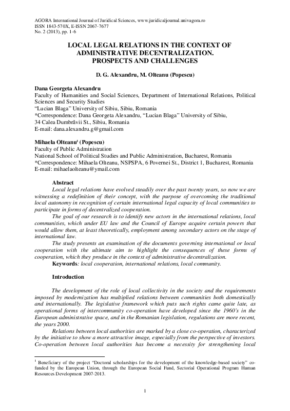 (PDF) Local Legal Relations in the Context of Administrative ...
