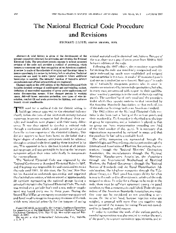 (PDF) The National Electrical Code Procedure and Revisions