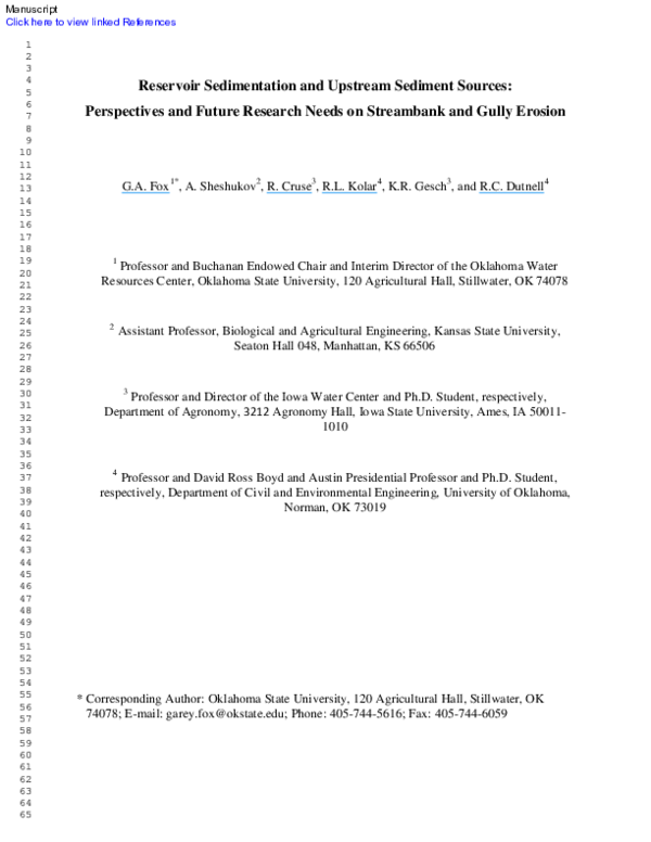 (PDF) Reservoir Sedimentation and Upstream Sediment Sources ...