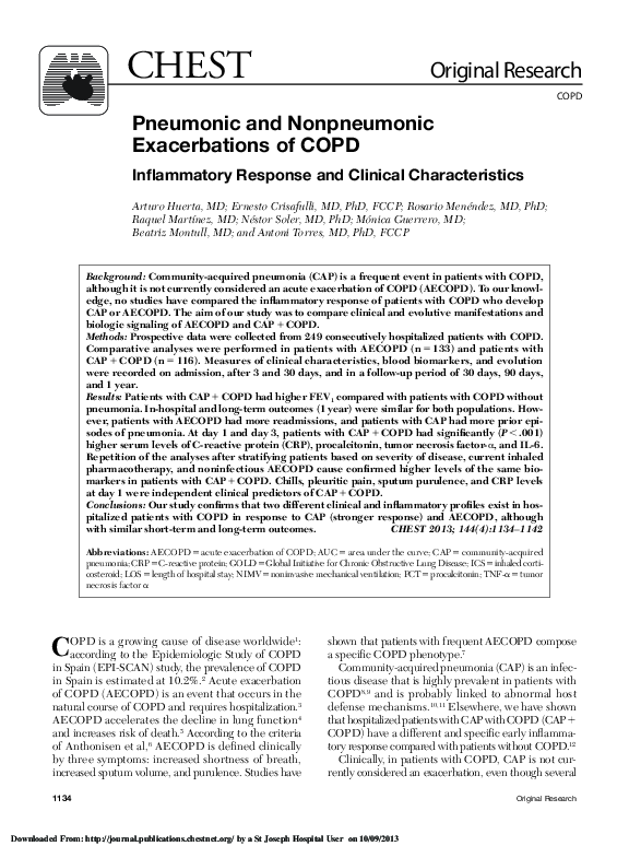 (PDF) Pneumonic and Nonpneumonic Exacerbations of COPD