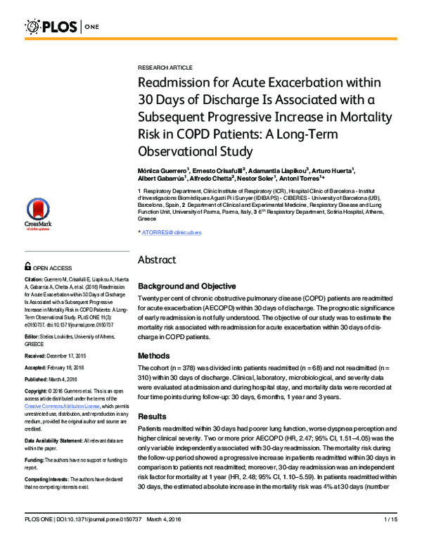 (PDF) Readmission for Acute Exacerbation within 30 Days of Discharge Is ...