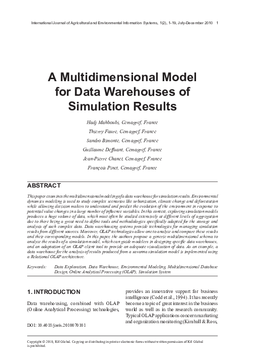 (PDF) A Multidimensional Model for Data Warehouses of Simulation Results