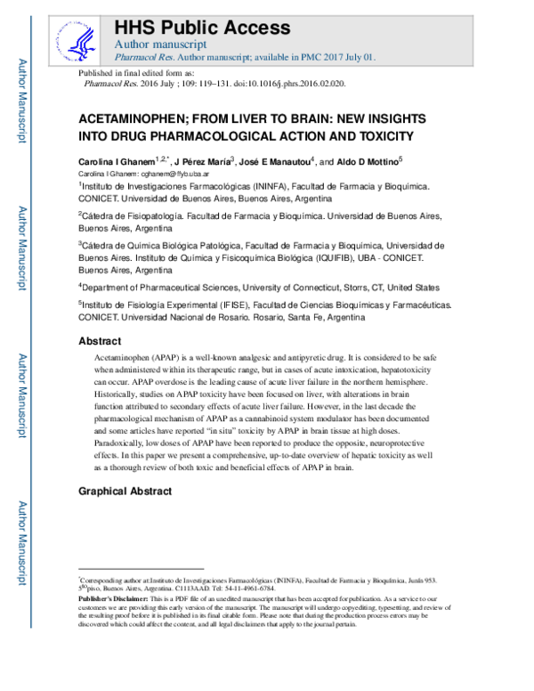 (PDF) Acetaminophen; from Liver to Brain New Insights Into Drug