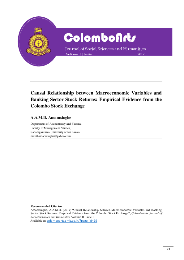 (PDF) Causal Relationship between Macroeconomic Variables and Banking ...