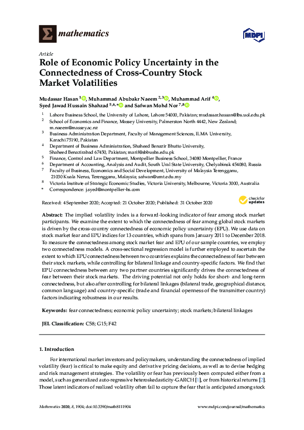 (PDF) Role of Economic Policy Uncertainty in the Connectedness of Cross ...
