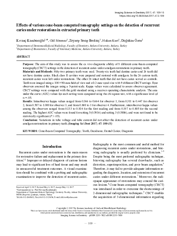 (PDF) Effects of various cone-beam computed tomography settings on the ...