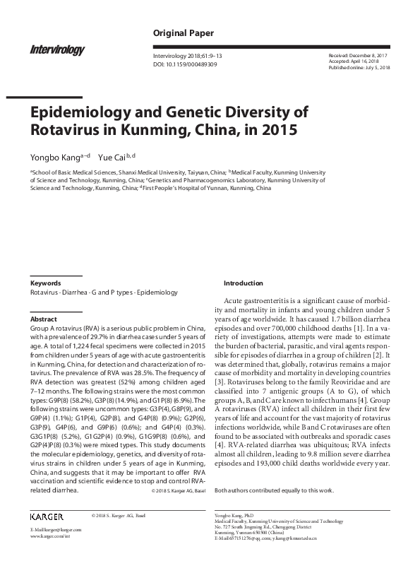 (PDF) Epidemiology and Genetic Diversity of Rotavirus Strains in ...