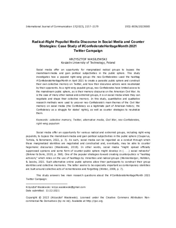(PDF) Radical-Right Populist Media Discourse in Social Media and ...