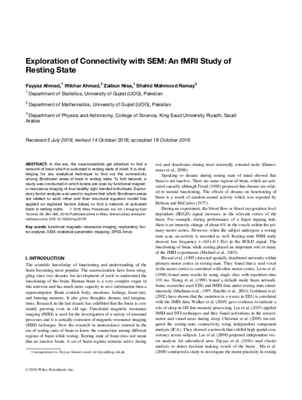 (PDF) Exploration of connectivity with SEM: An fMRI study of resting state