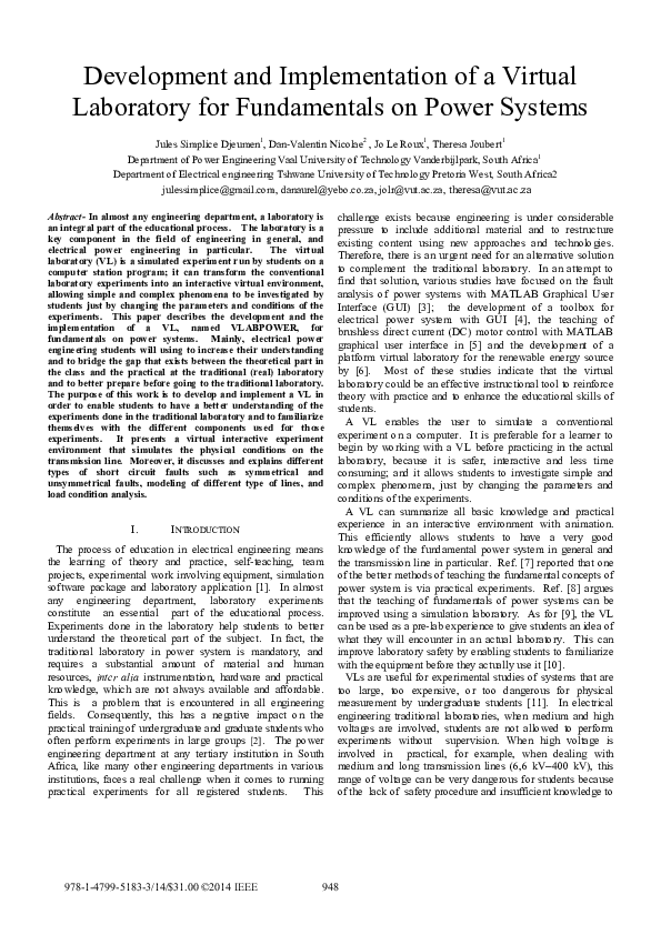 (PDF) Development and implementation of a virtual laboratory for ...