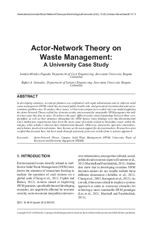 (PDF) Actor-Network Theory on Waste Management