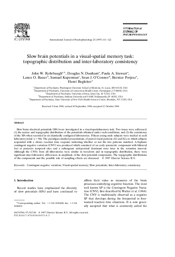 (PDF) Slow brain potentials in a visual-spatial memory task ...
