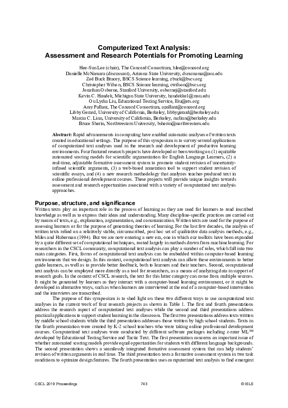 (PDF) Computerized Text Analysis: Assessment and Research Potentials ...