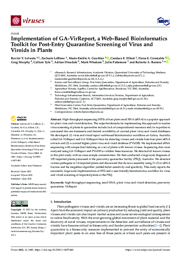 (PDF) Implementation of GA-VirReport, a Web-Based Bioinformatics ...