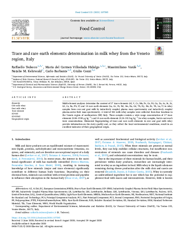 (PDF) Trace and rare earth elements determination in milk whey from the ...