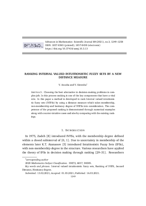 (PDF) Ranking Interval Valued Intuitionistic Fuzzy Sets by a New ...