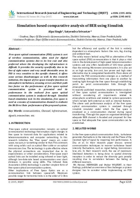 (PDF) Simulation based comparative analysis of BER using Simulink