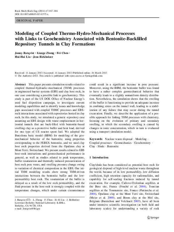 (PDF) Modeling of Coupled Thermo-Hydro-Mechanical Processes with Links ...