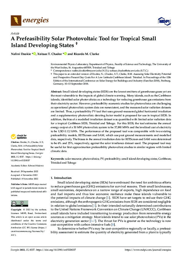 (PDF) A Prefeasibility Solar Photovoltaic Tool for Tropical Small ...