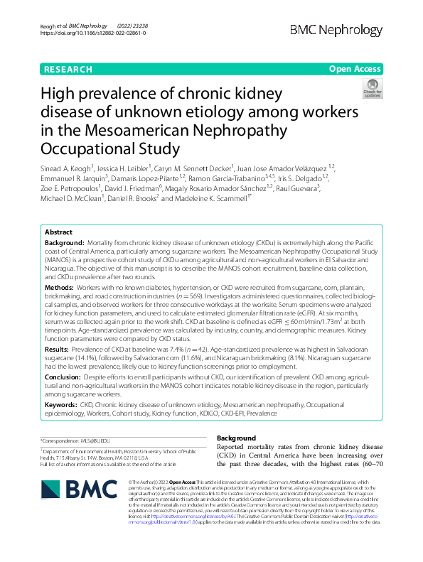 (PDF) High prevalence of chronic kidney disease of unknown etiology ...