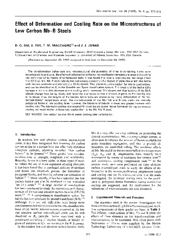 (PDF) Effect of Deformation and Cooling Rate on the Microstructures of ...