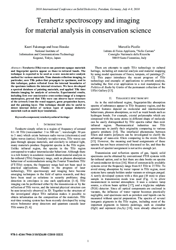 (PDF) Terahertz spectroscopy and imaging for material analysis in ...