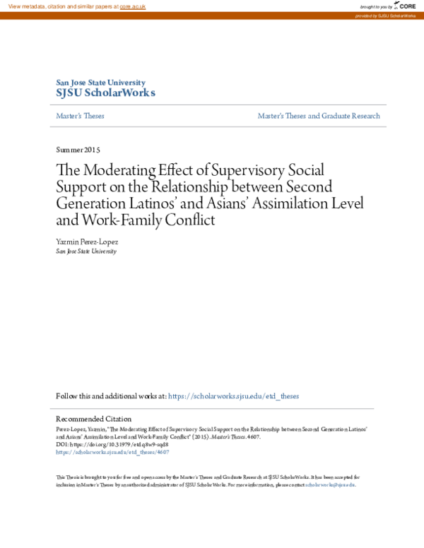 (PDF) The Moderating Effect of Supervisory Social Support on the ...