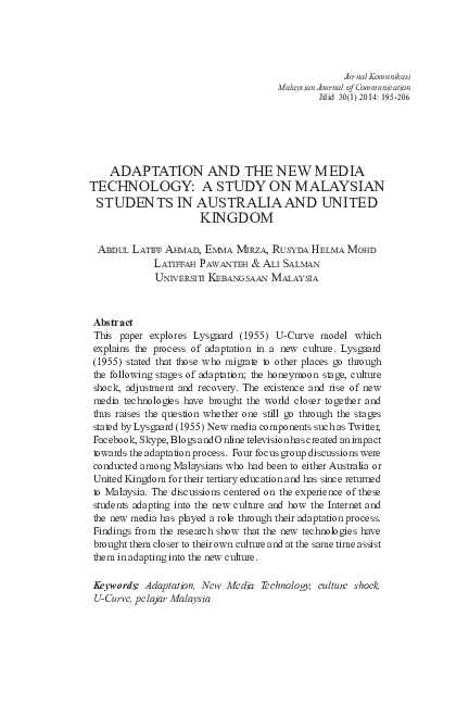 (PDF) Adaptation and the New Media Technology: A Study on Malaysian ...