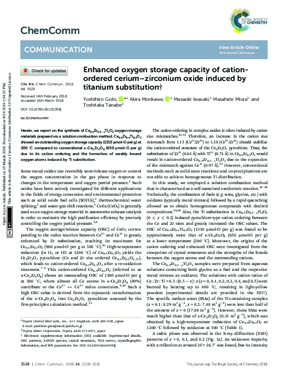 (PDF) Enhanced oxygen storage capacity of cation-ordered cerium ...
