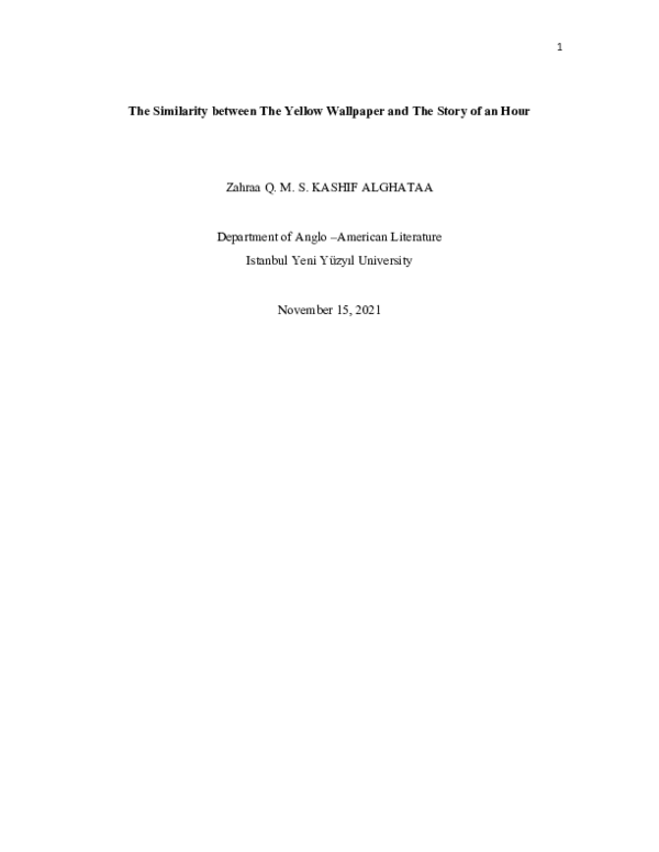 (DOC) The Similarity between The Yellow Wallpaper and The Story of an