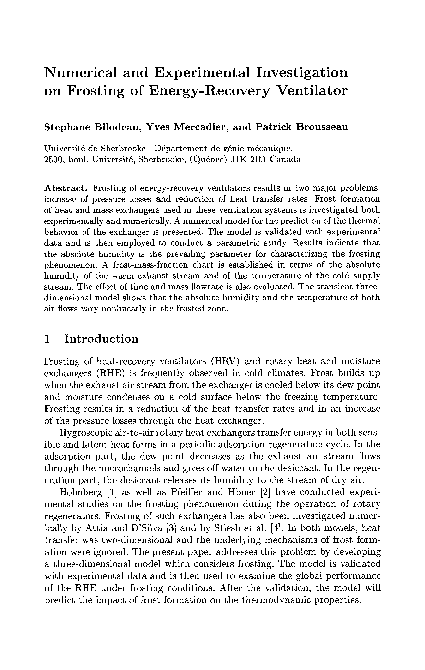 (PDF) Numerical and Experimental Investigation on Frosting of Energy ...