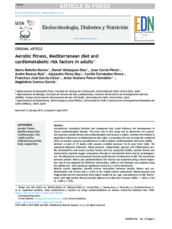 (PDF) Aerobic fitness, Mediterranean diet and cardiometabolic risk ...