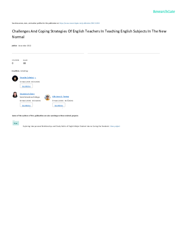 (DOC) Challenges And Coping Strategies Of English Teachers In Teaching ...